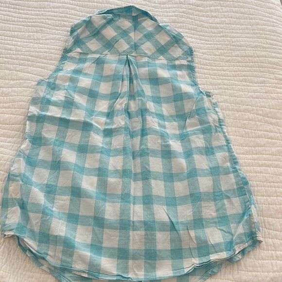 C&C California Women's Windowpane Tie Front Shirt Maui Blue Button-up Shirt S - Picture 5 of 5